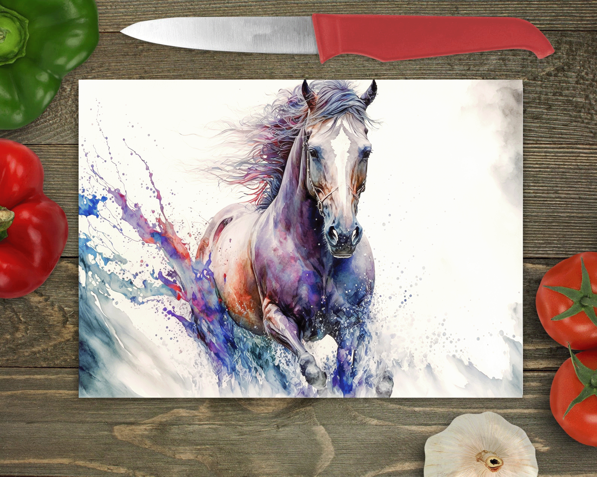 Horse Glass Chopping Board - Horse Worktop Protector